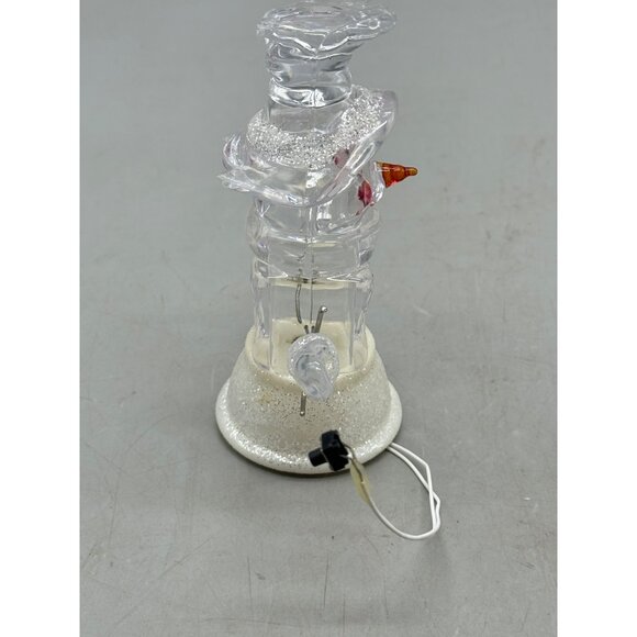 Clear plastic Snowman Figurine Christmas decor LED Light Glitter Base 4.25" READ - Picture 4 of 8